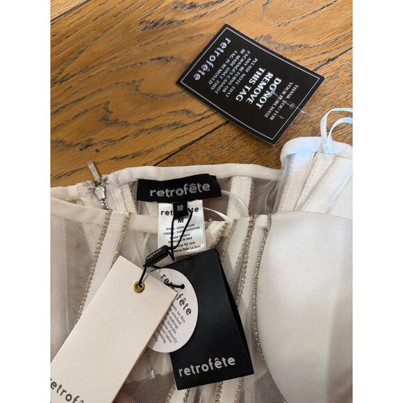 retrofete Lex Bustier Embellished Top White Womens Size Medium - Picture 8 of 9